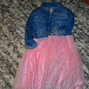 Denim and tutu belted dress